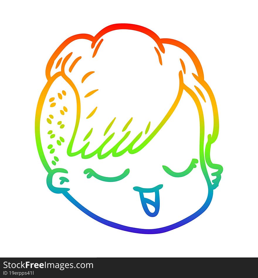 rainbow gradient line drawing cartoon female face