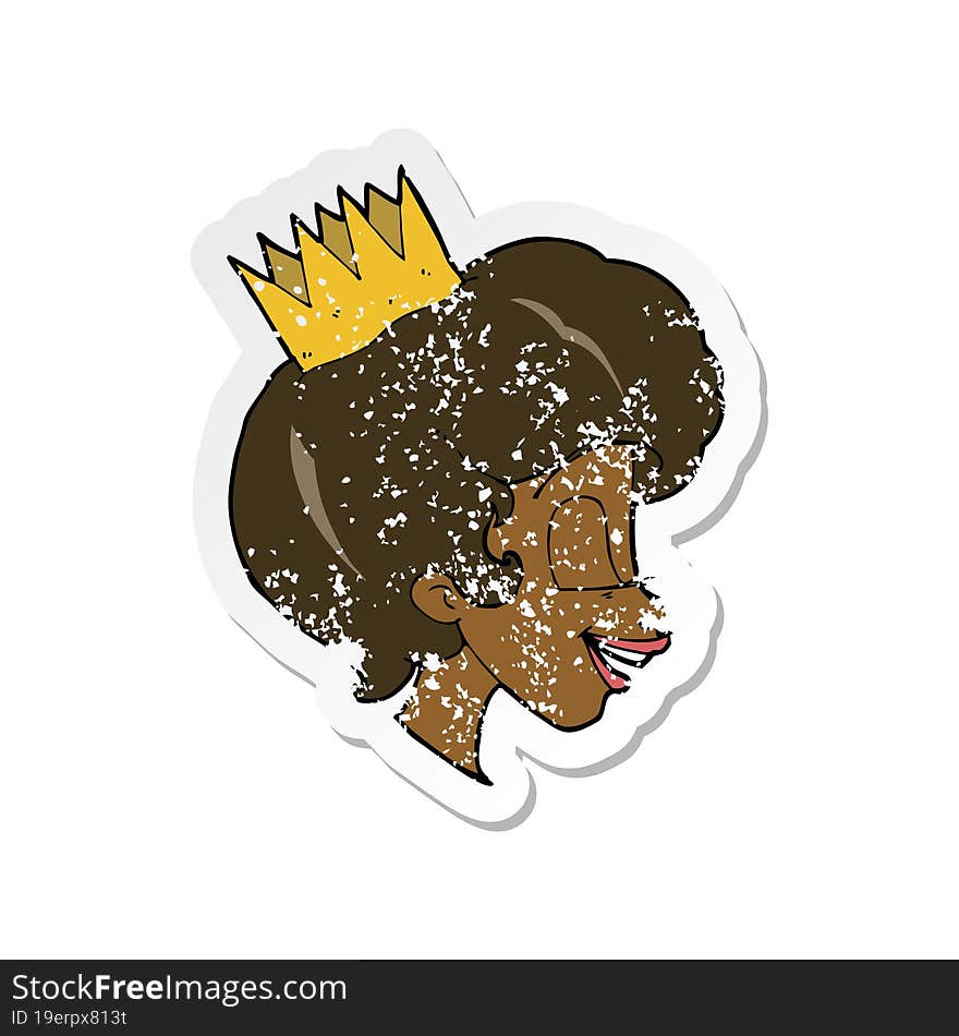 Retro Distressed Sticker Of A Cartoon Princess