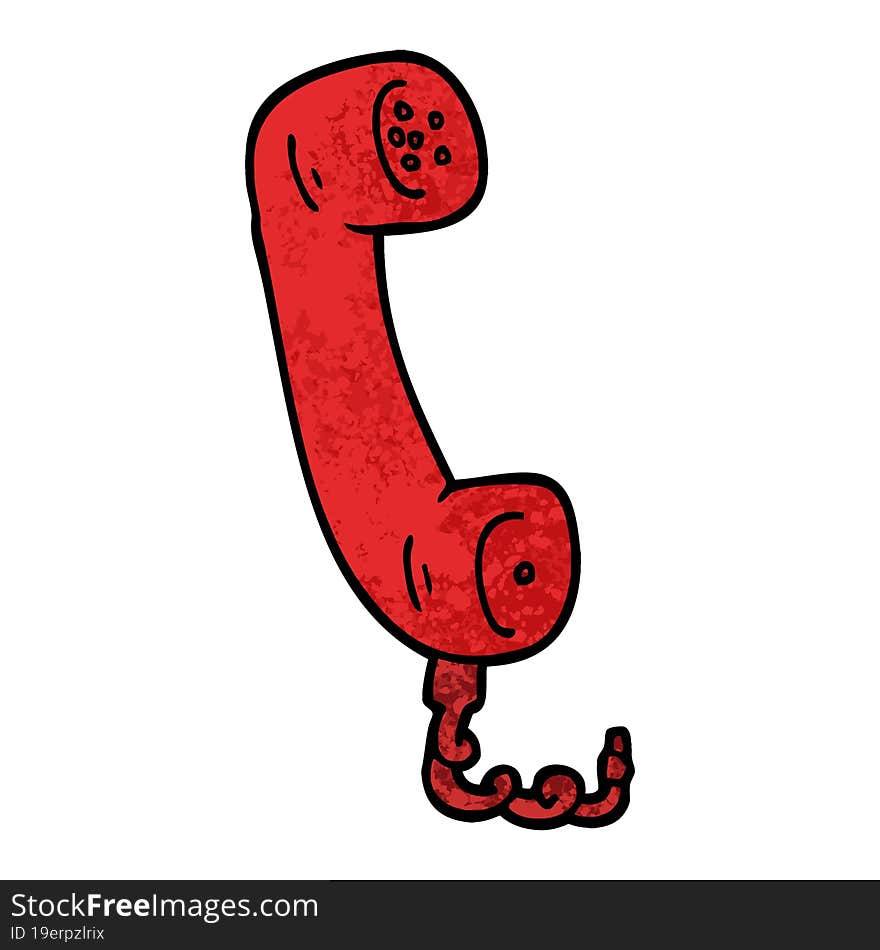 grunge textured illustration cartoon telephone handset