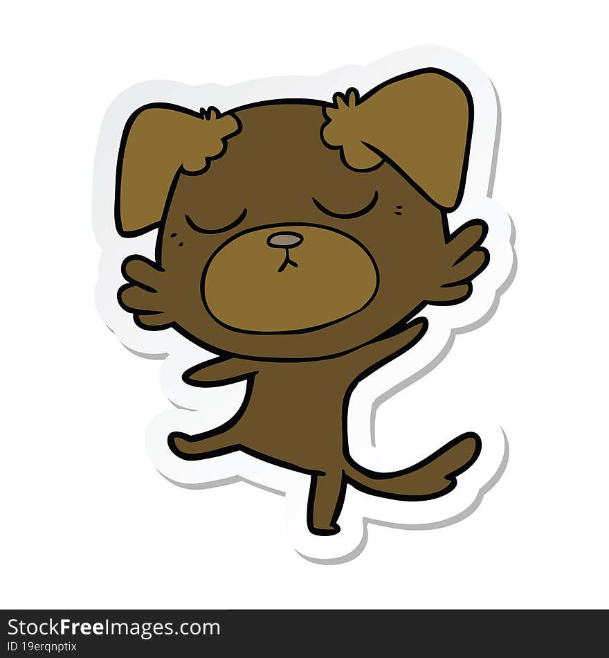 sticker of a cute cartoon dog