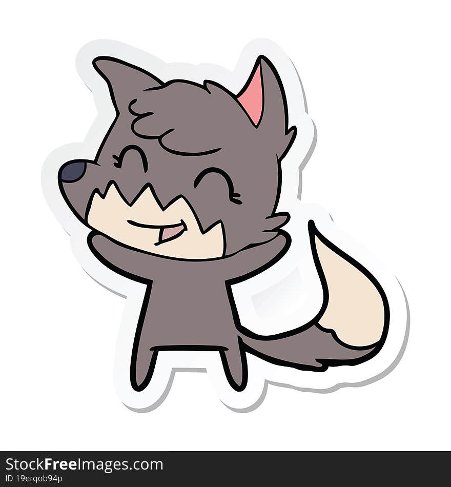 Sticker Of A Happy Cartoon Fox