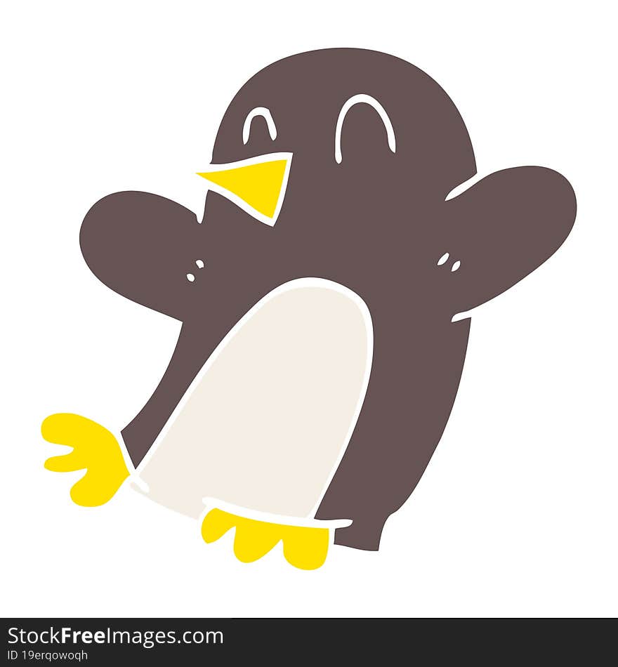 cartoon doodle dancing penguin