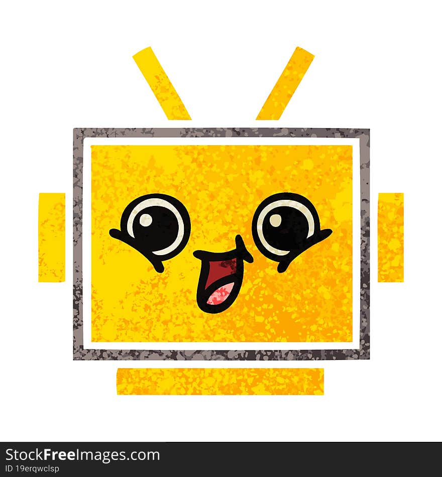 retro illustration style cartoon robot head