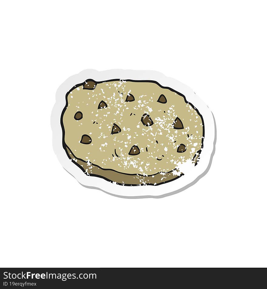 retro distressed sticker of a cartoon cookie