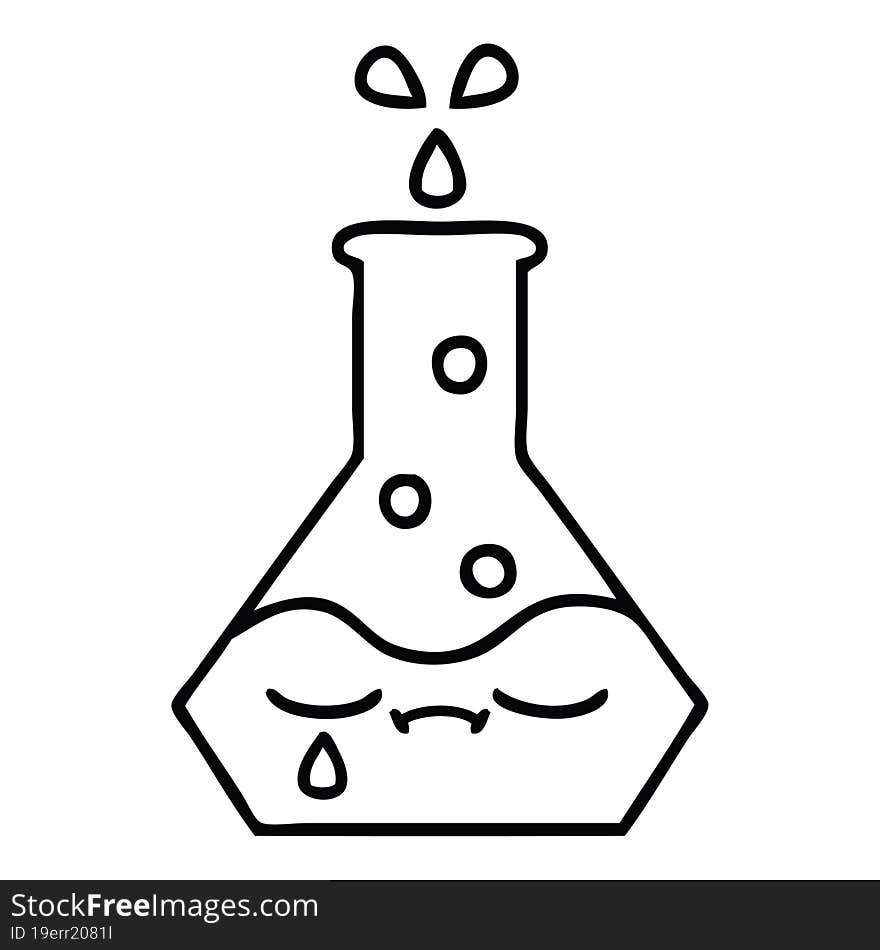 line drawing cartoon science beaker