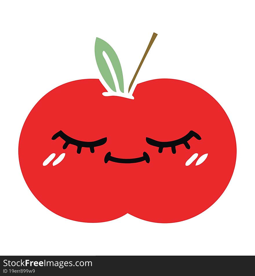 flat color retro cartoon red apple