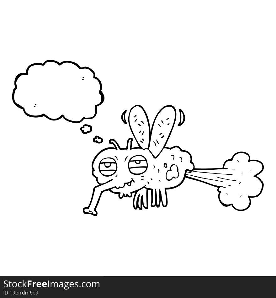 freehand drawn thought bubble cartoon gross farting fly