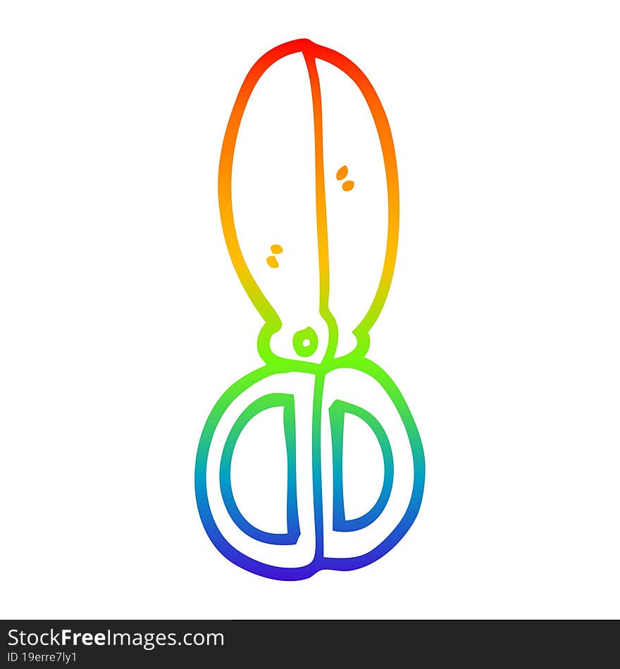 Rainbow Gradient Line Drawing Cartoon Closed Scissors