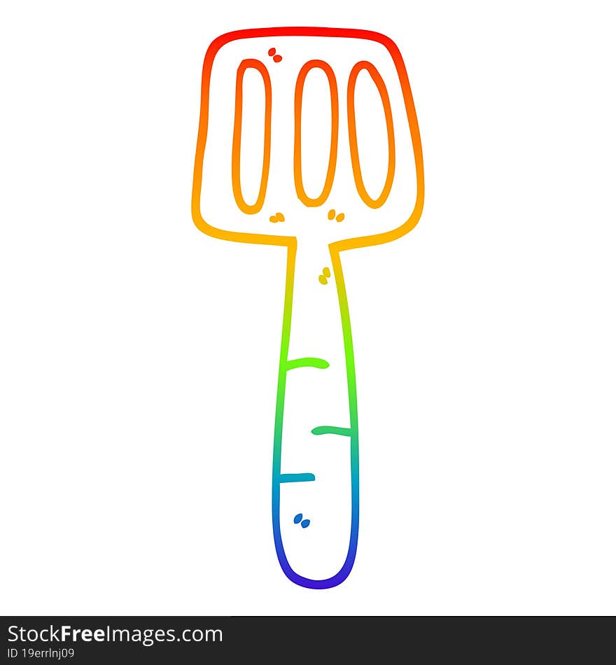 rainbow gradient line drawing cartoon food spatula