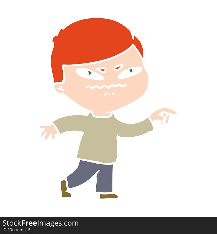 flat color style cartoon angry man pointing