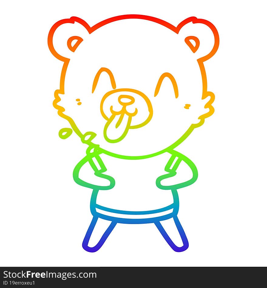 rainbow gradient line drawing rude cartoon bear