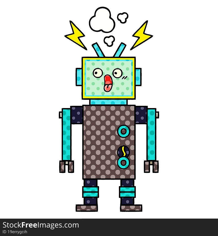 comic book style cartoon of a robot