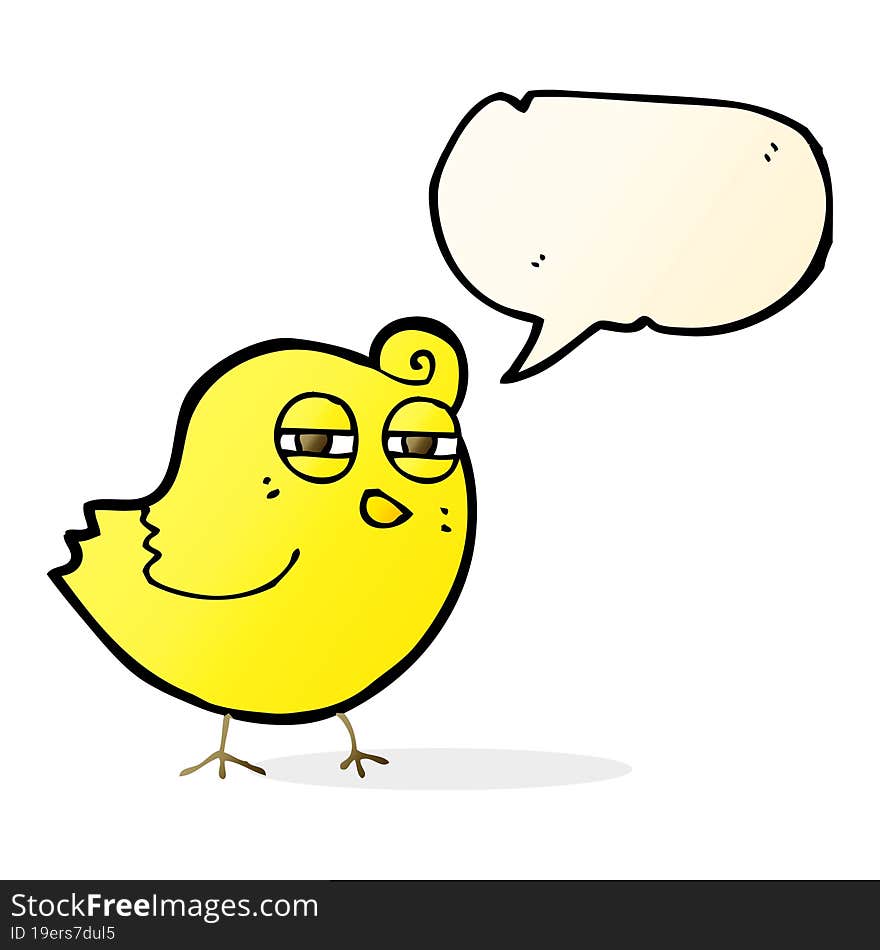 funny cartoon bird with speech bubble