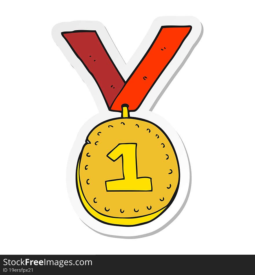 sticker of a cartoon first place medal