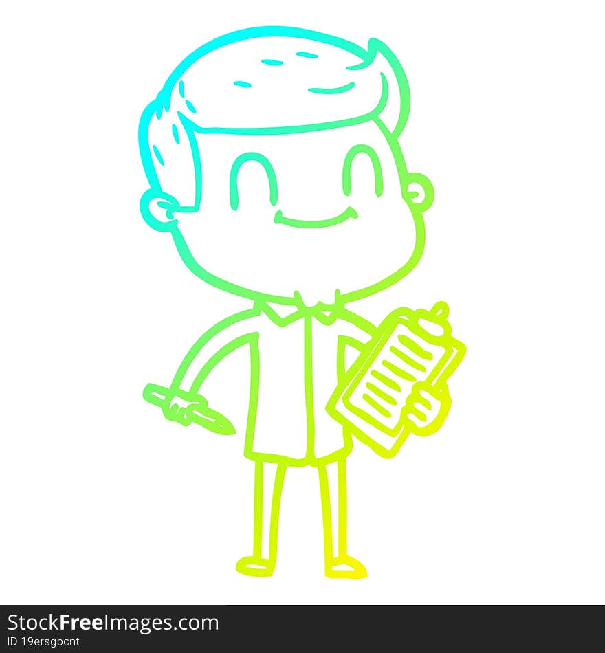 cold gradient line drawing cartoon friendly man