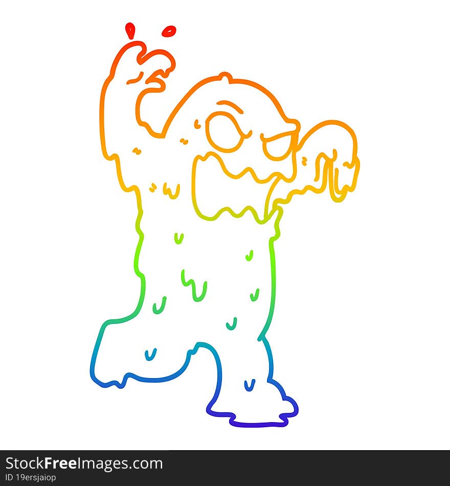 rainbow gradient line drawing cartoon slime monster