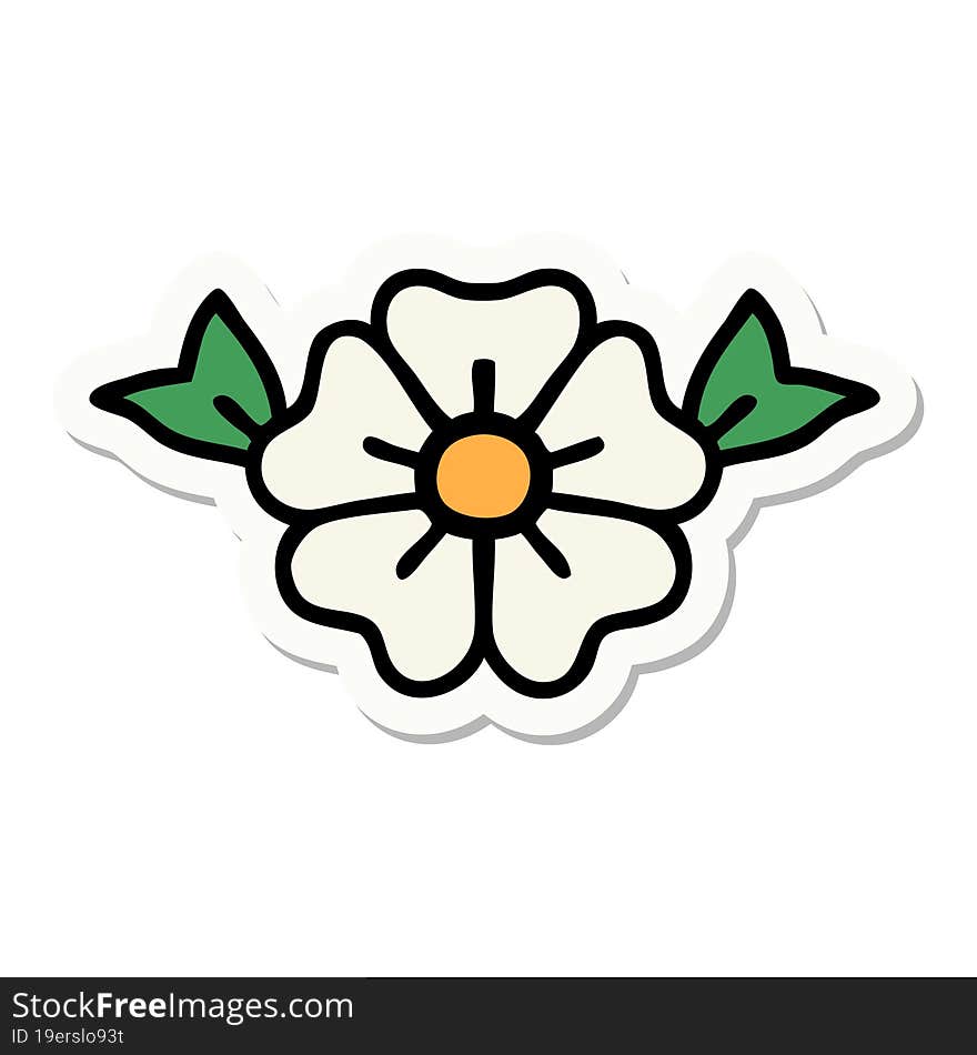 sticker of tattoo in traditional style of a flower. sticker of tattoo in traditional style of a flower