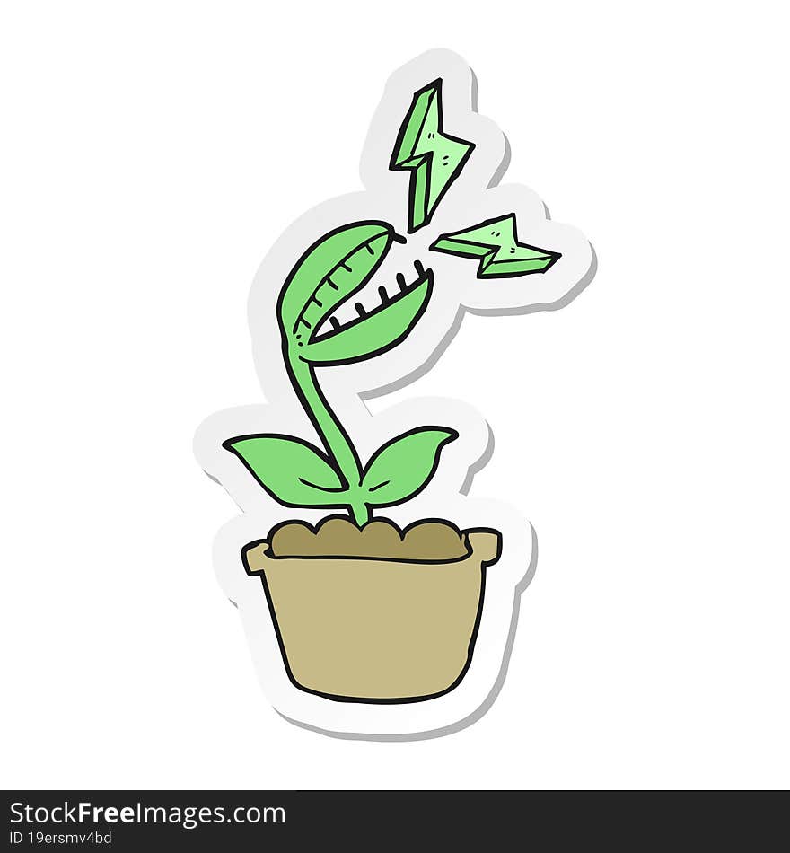 sticker of a cartoon venus fly trap