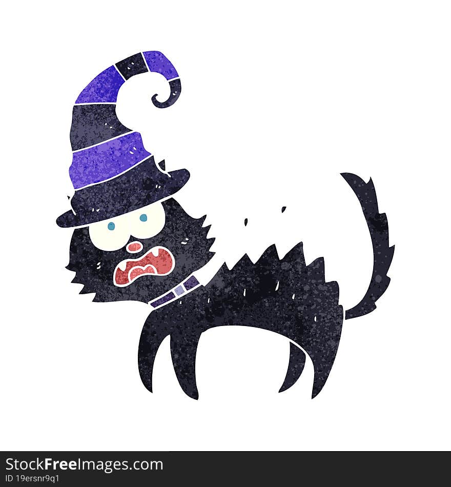 retro cartoon scared black cat