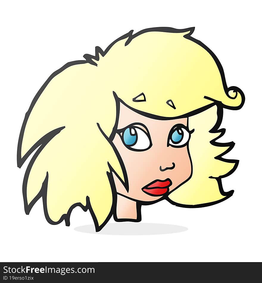 freehand drawn cartoon female face