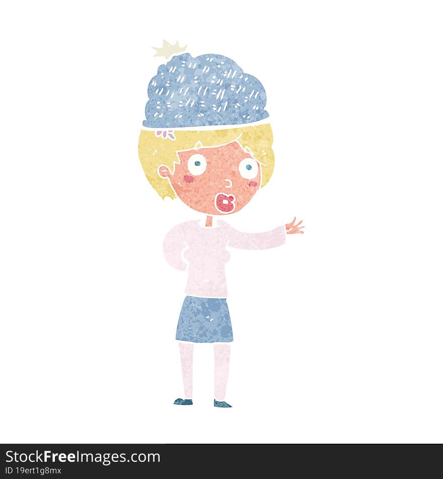 Cartoon Woman Wearing Winter Hat