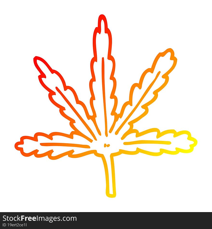 warm gradient line drawing cartoon marijuana leaf