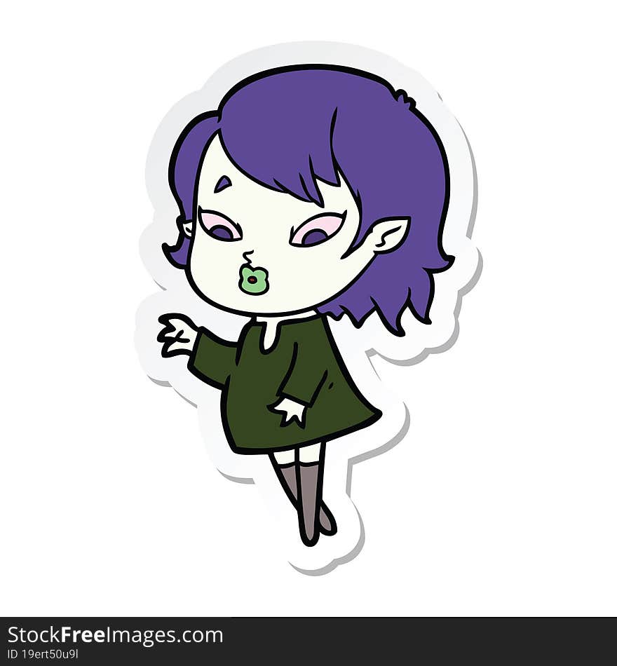 sticker of a cute cartoon vampire girl