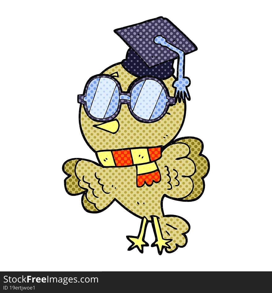 cute comic book style cartoon well educated bird