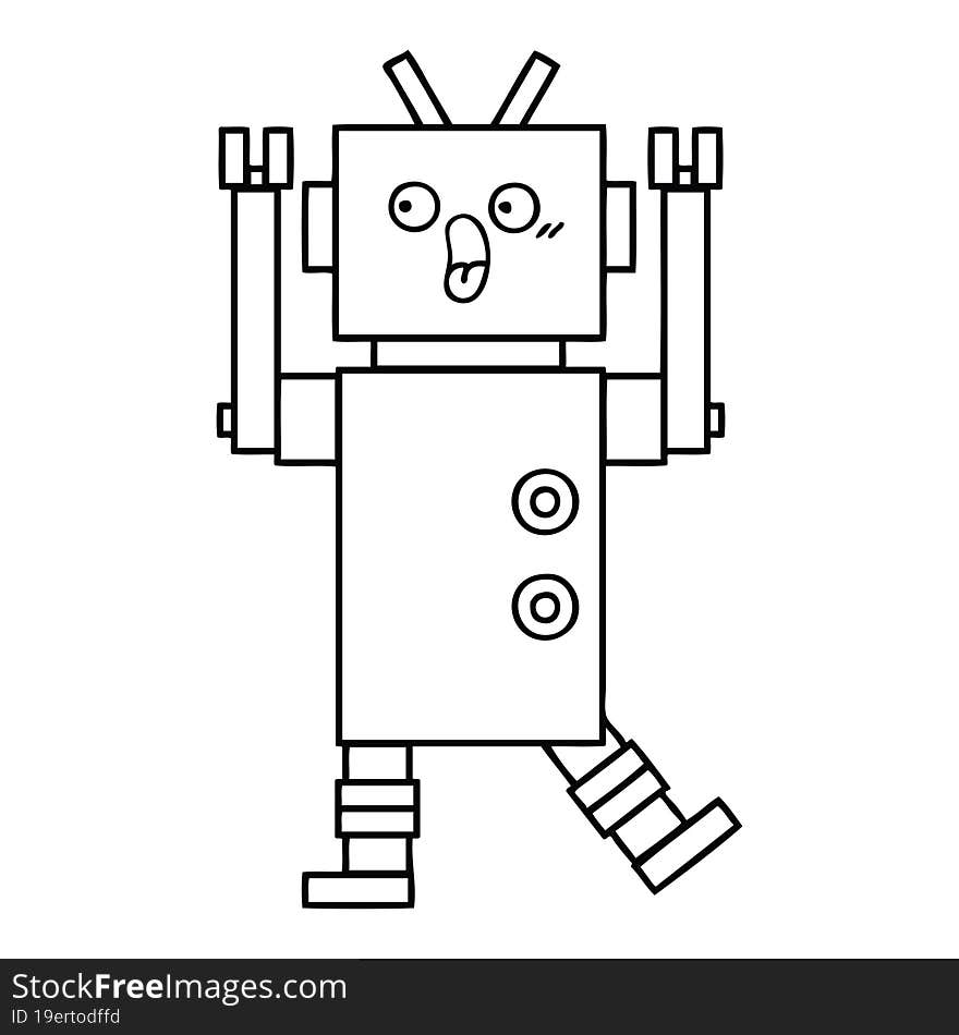 line drawing cartoon of a robot. line drawing cartoon of a robot