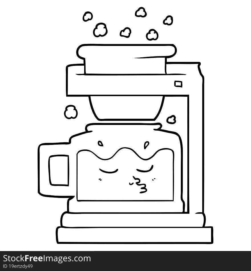 cartoon filter coffee machine. cartoon filter coffee machine