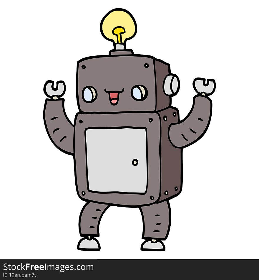 cartoon happy robot