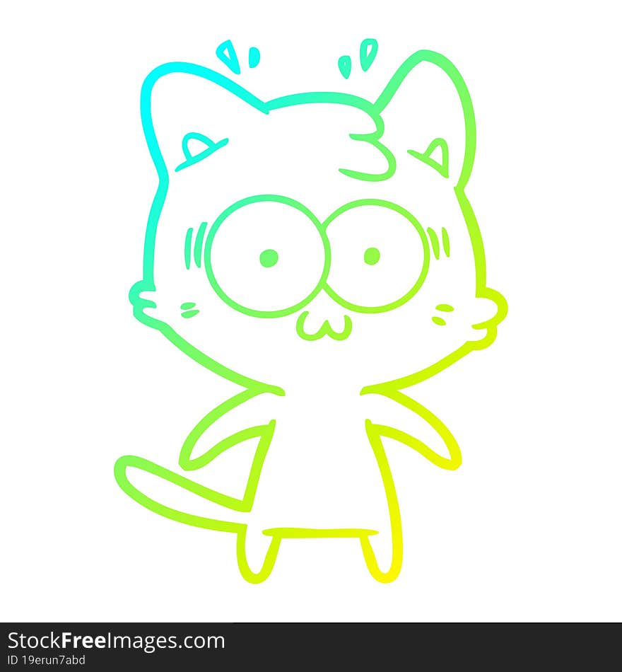 cold gradient line drawing cartoon surprised cat