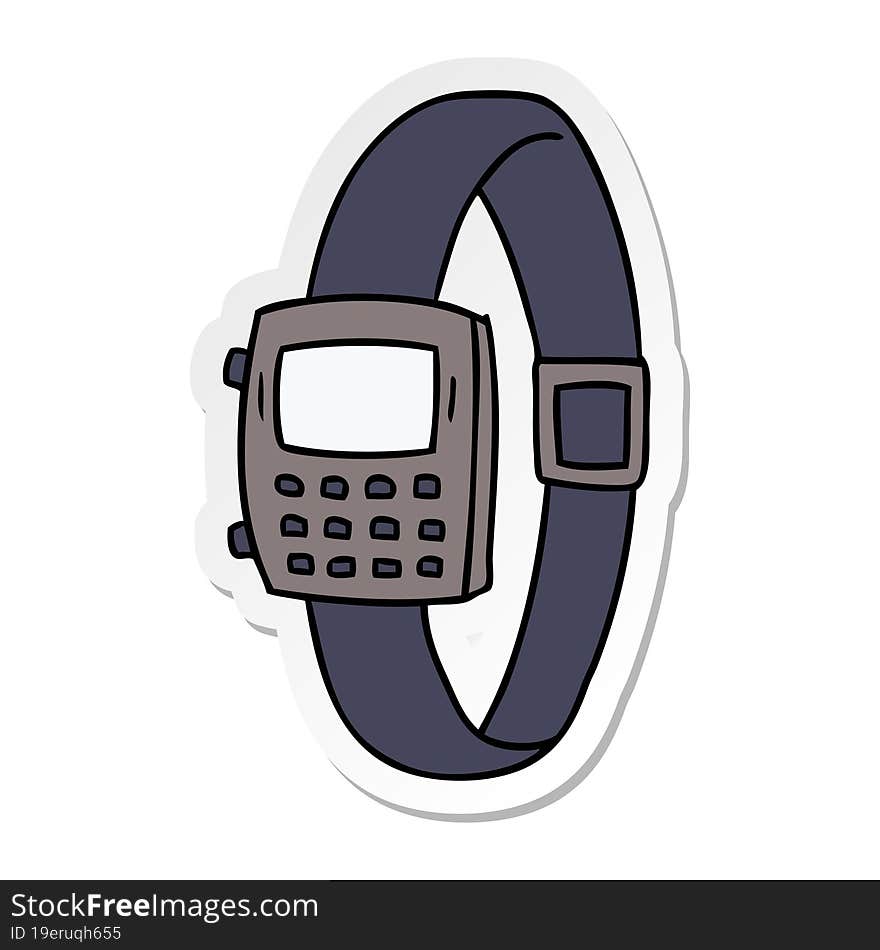 hand drawn sticker cartoon doodle of a sticker watch