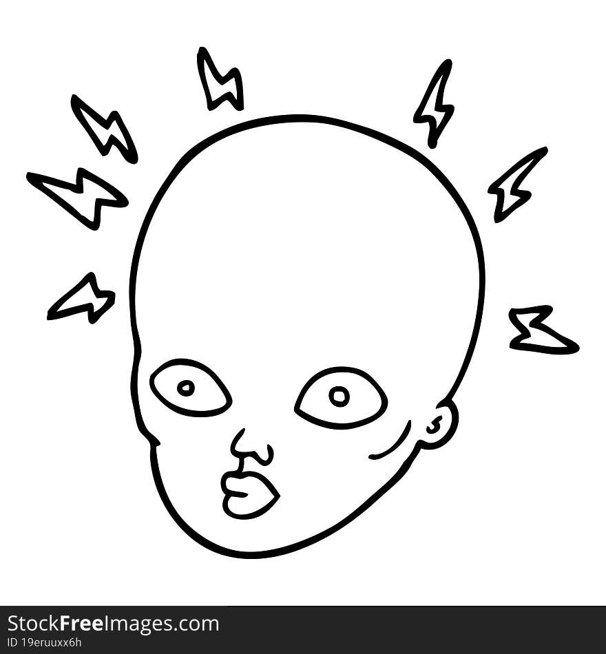 line drawing cartoon bald head