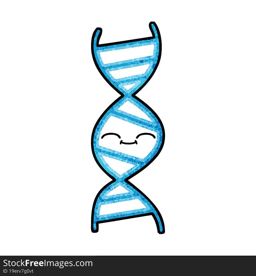 Retro Grunge Texture Cartoon DNA Strand