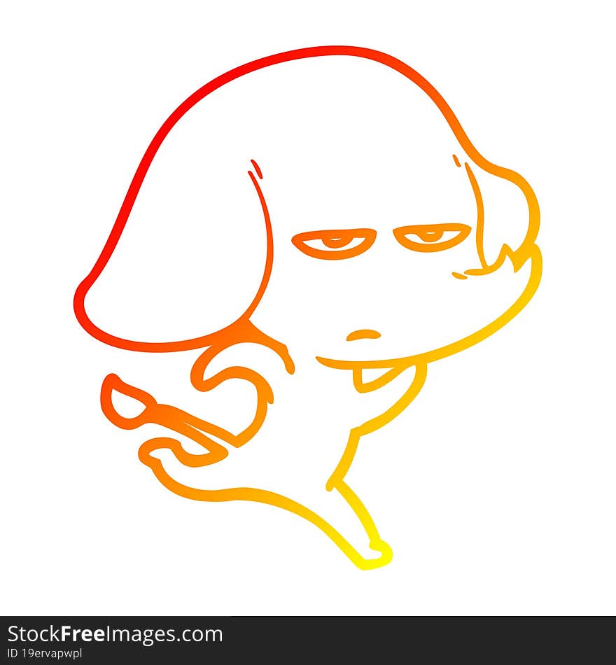 warm gradient line drawing annoyed cartoon elephant