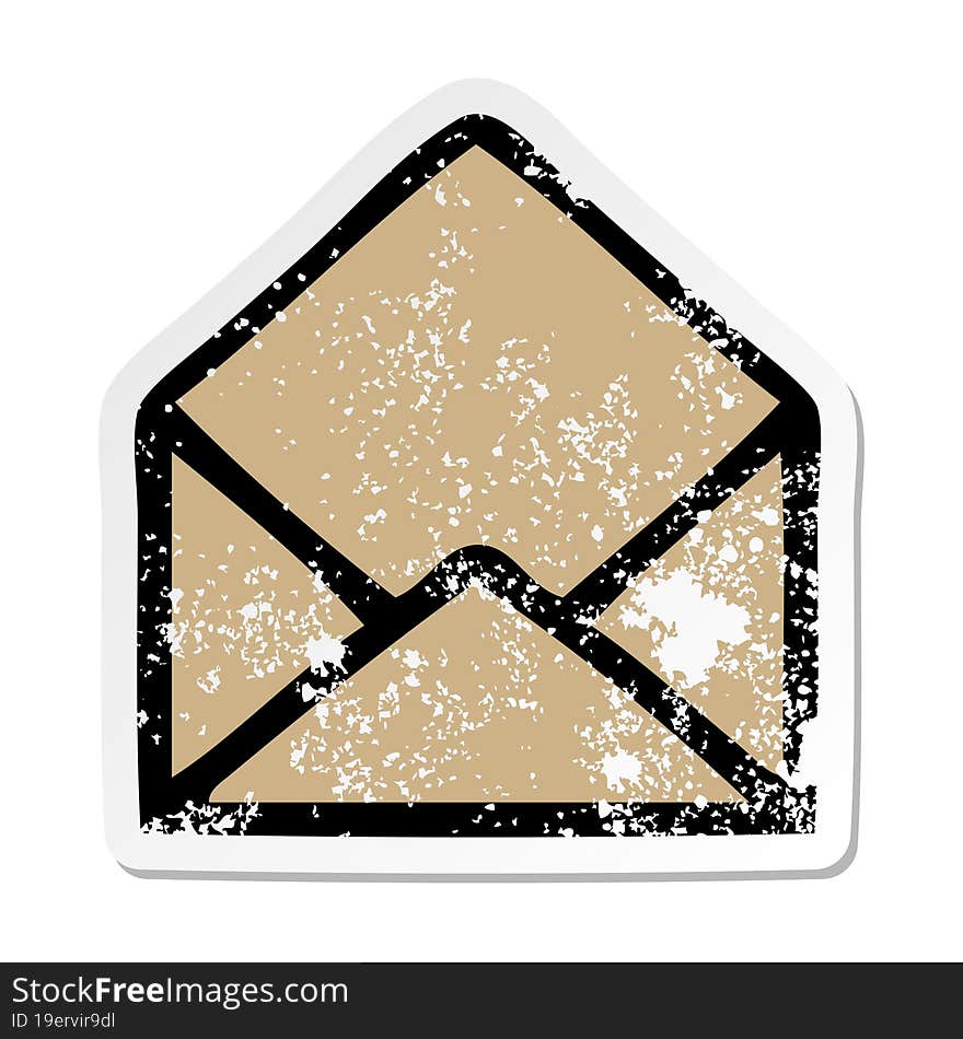 Distressed Sticker Of A Cute Cartoon Paper Envelope