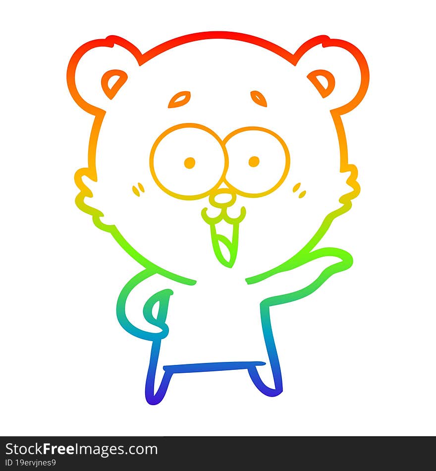 rainbow gradient line drawing laughing teddy  bear cartoon