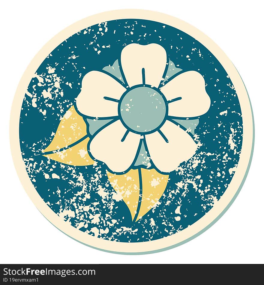 iconic distressed sticker tattoo style image of a flower. iconic distressed sticker tattoo style image of a flower