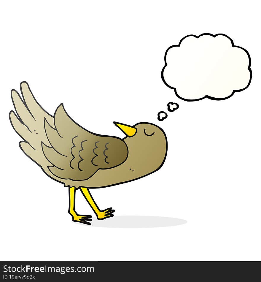 freehand drawn thought bubble cartoon bird