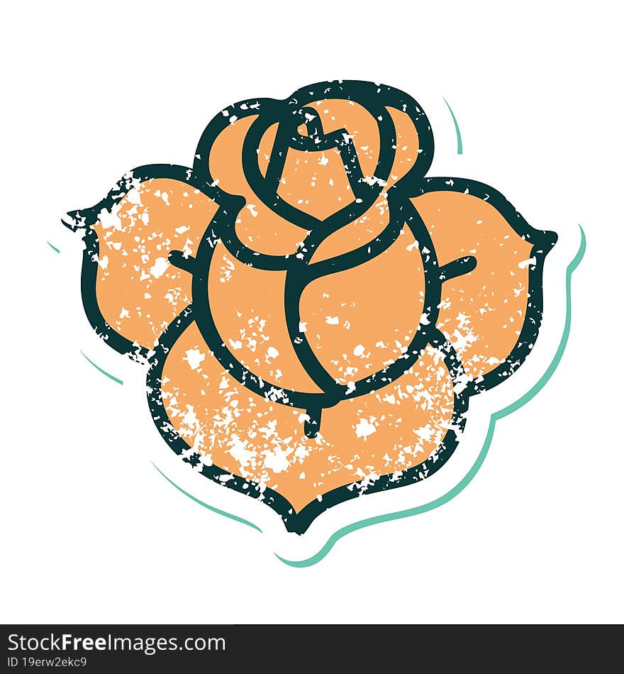 iconic distressed sticker tattoo style image of a flower. iconic distressed sticker tattoo style image of a flower