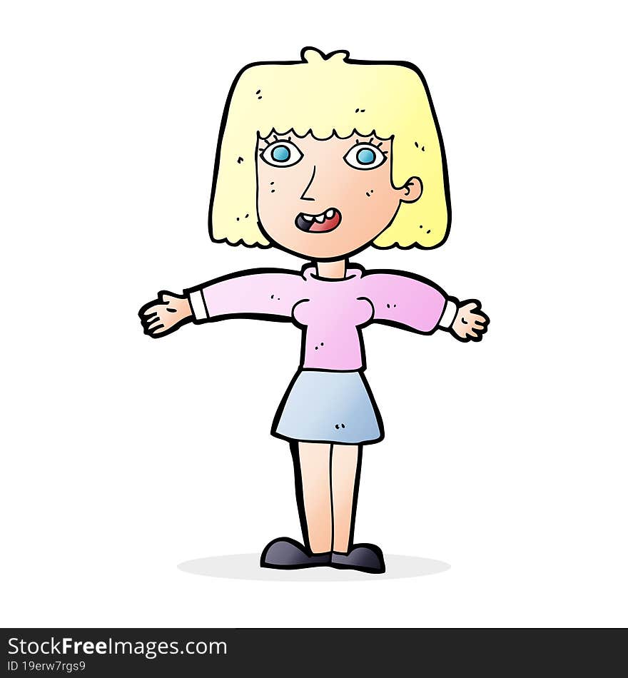 cartoon excited woman