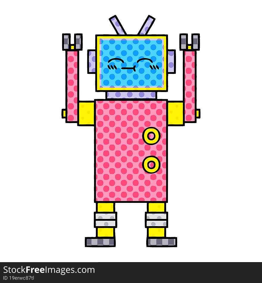 comic book style cartoon of a robot