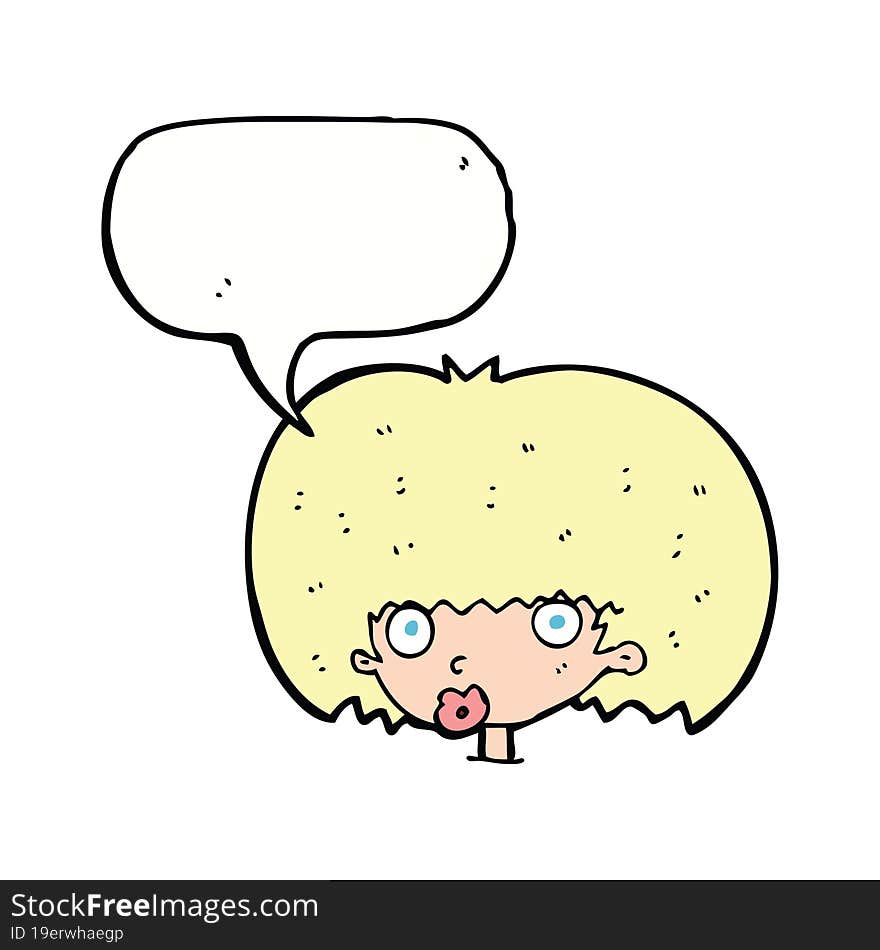 cartoon surprised woman with speech bubble