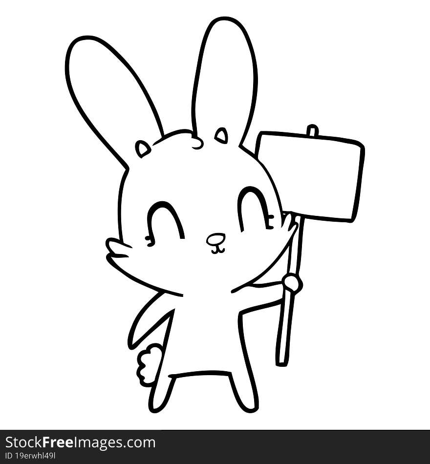 cute cartoon rabbit with sign. cute cartoon rabbit with sign