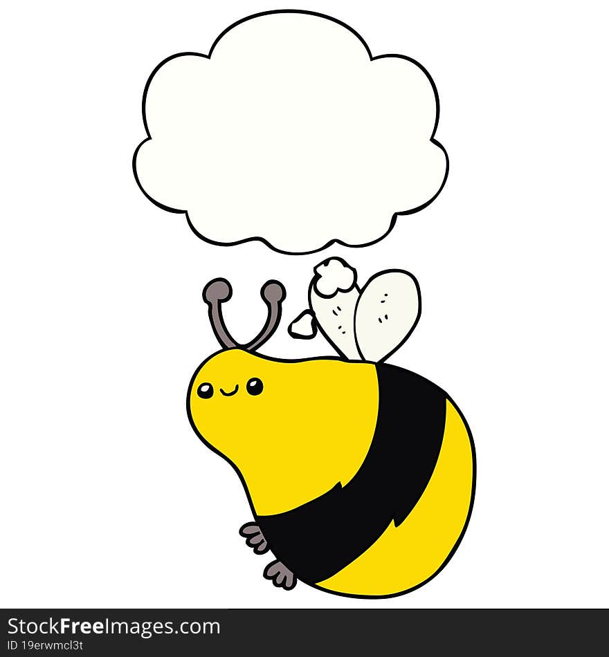 cartoon bee with thought bubble. cartoon bee with thought bubble