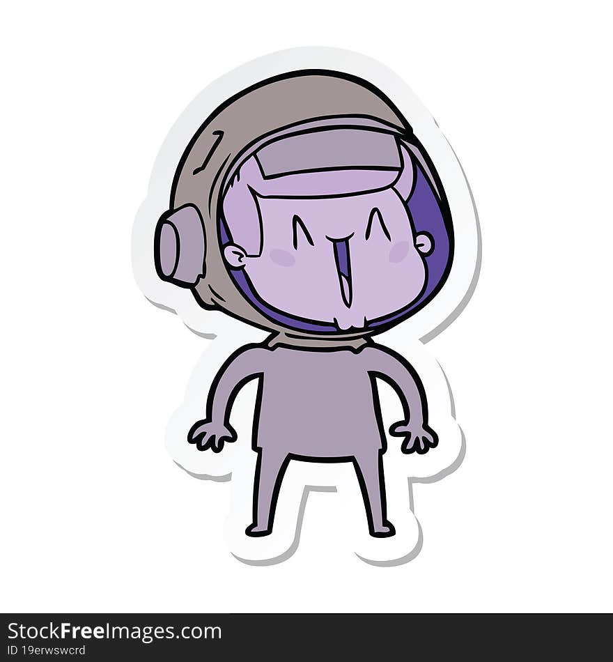 Sticker Of A Happy Cartoon Astronaut