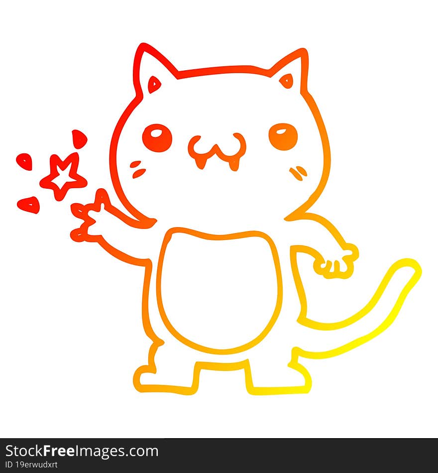 warm gradient line drawing cartoon cat scratching