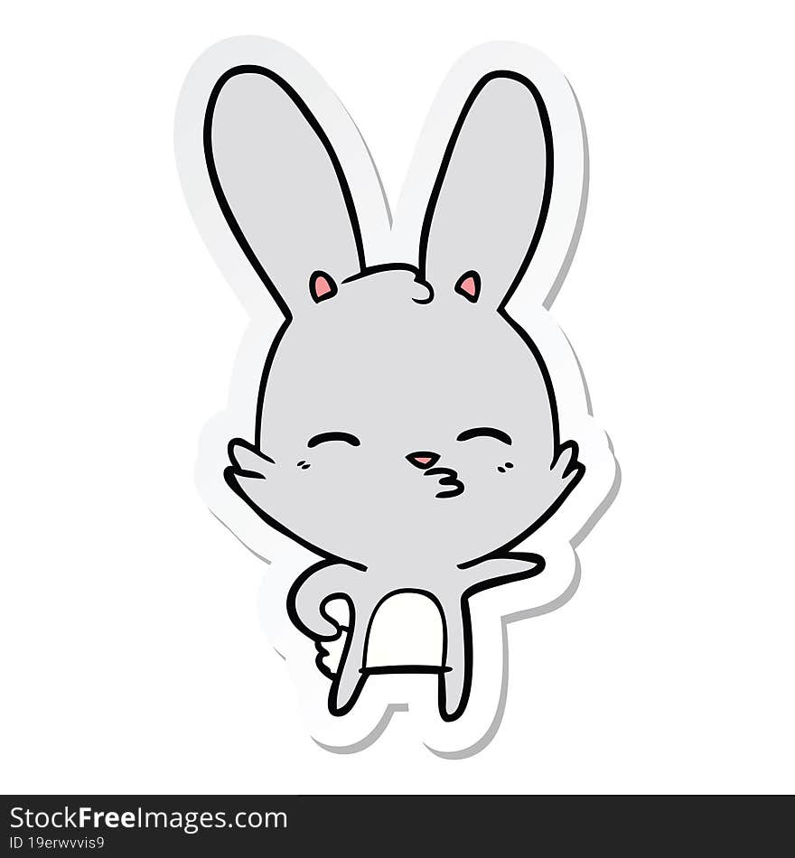 sticker of a curious bunny cartoon