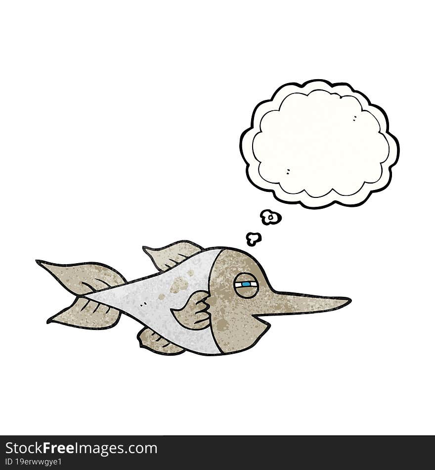 thought bubble textured cartoon swordfish